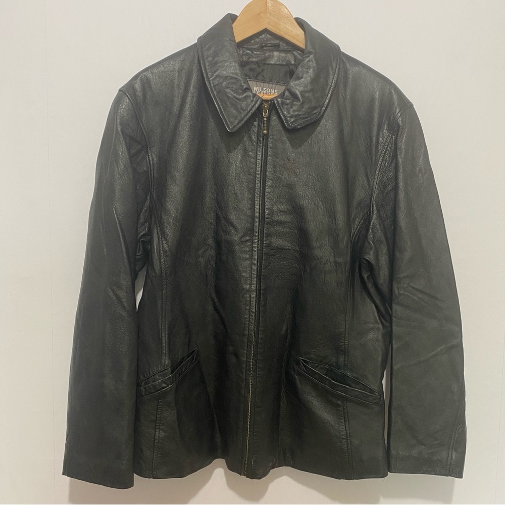 Wilsons Leather Black Zip Up Jacket XL | Genuine‎ Leather Coat Classic Outerwear